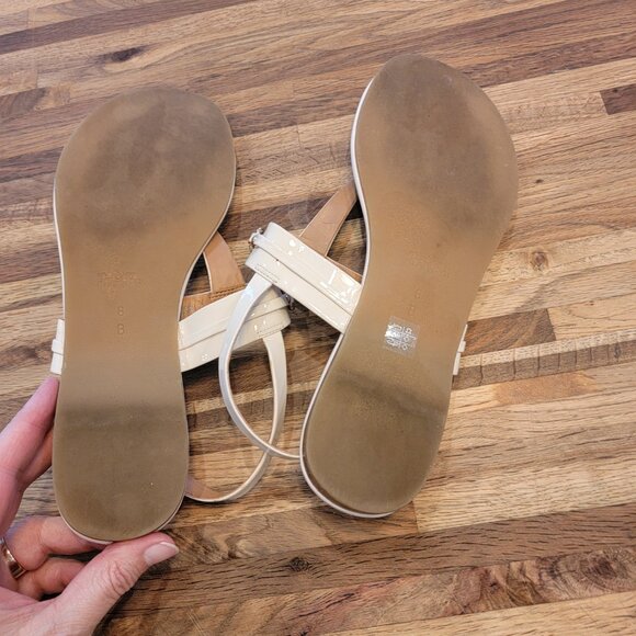 Coach Chalk Caterine Logo Hardware Flat Post Thong Toe Buckle Sandals - Picture 9 of 10